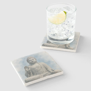 Dessous-de-verre En Pierre Statue de Bouddha aquarelle Zen – Décoration Spiri