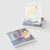 Dessous-de-verre En Pierre Statue de Bouddha avec le dahlia (Côté)