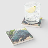 Dessous-de-verre En Pierre Statue de cheval asiatique d'antiquité Turquoise P (Côté)