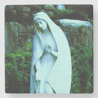 Dessous-de-verre En Pierre Statue de la Vierge Marie Bleue