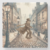 Dessous-de-verre En Pierre Steampunk Chat équitation d'un vélo de cent-farthi (Devant)