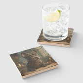 Dessous-de-verre En Pierre Steampunk Frenchie (Edition 1) - SandStone Coaster (Côté)