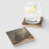 Dessous-de-verre En Pierre Steampunk Frenchie (Edition 2) - SandStone Coaster (Côté)