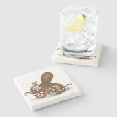 Dessous-de-verre En Pierre Steampunk Octopus Scientifique Whimsical Naturalis (Côté)