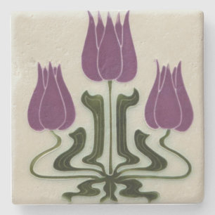 Dessous-de-verre En Pierre Stone Coaster - Art Nouveau Tulipes Violettes