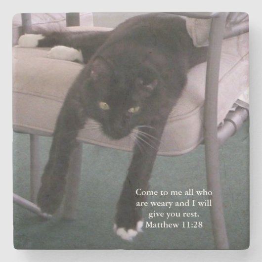 Dessous-de-verre En Pierre Stone Coaster- Matthew verse "come to me..."  (Devant)