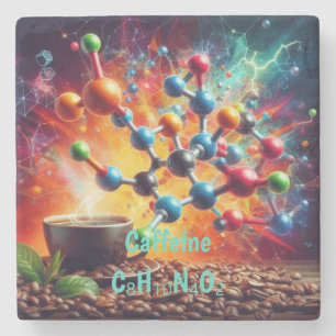 Dessous-de-verre En Pierre Structure de caféine moléculaire - Science Art Caf