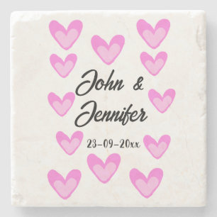 Dessous-de-verre En Pierre style de texte simple et blanc mariage