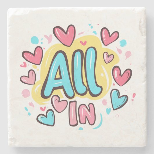 Dessous-de-verre En Pierre Style Graffiti "All In" (Devant)