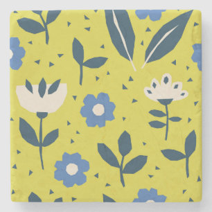 Dessous-de-verre En Pierre Style scandinave, motif sans couture fleurie.