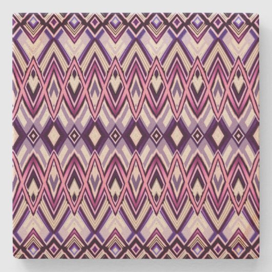 Dessous-de-verre En Pierre Style sud-ouest noir violet blanc (Devant)