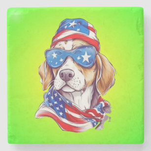 Dessous-de-verre En Pierre Sublimation de chien du 4 juillet-66361