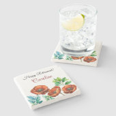 Dessous-de-verre En Pierre Sublime Aquarelle Rouge Pépites joyeuse retraite (Côté)