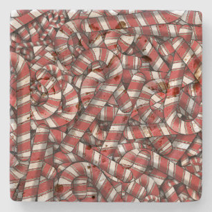 Dessous-de-verre En Pierre Sucres de canne Abstraits à rayures rouges tordues