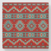 Dessous-de-verre En Pierre Sud-Ouest Mesas Turquoise & Rouge (Devant)