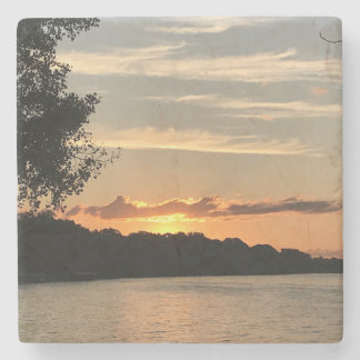 Dessous-de-verre En Pierre Sunrise Au-Dessus Du Lac