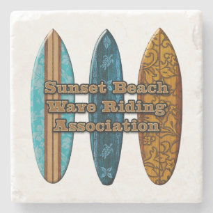 Dessous-de-verre En Pierre Sunset Beach Hawaiian Surfboards Tiki Bar Dessous