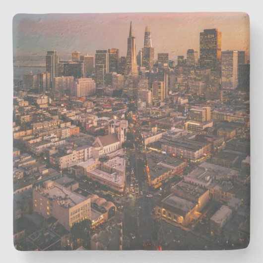 Dessous-de-verre En Pierre Sunset Over San Francisco Financial District (Devant)