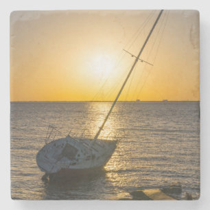 Dessous-de-verre En Pierre Sunset Sailboat Shipwreck Gulf Breeze FL
