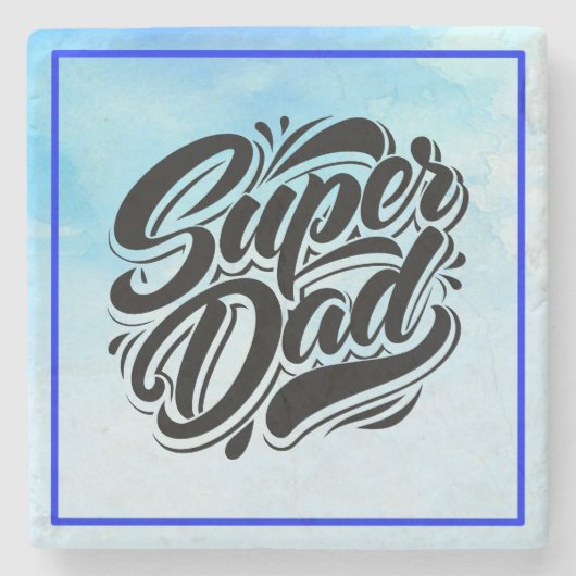 Dessous-de-verre En Pierre Super Dad Hero Typography Design-67888 (Devant)