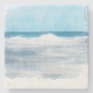 Dessous-de-verre En Pierre Surf de plage Marine Blue and White Watercolor