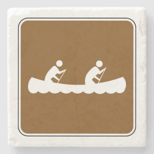 Dessous-de-verre En Pierre Symbole canoë - Panneau côté route (Devant)