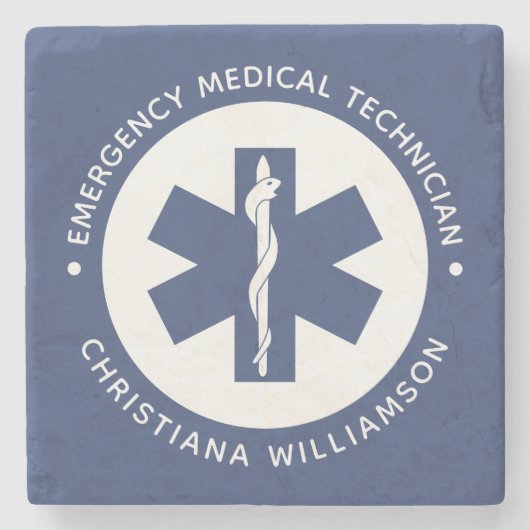 Dessous-de-verre En Pierre Symbole EMT personnalisé Technicien Médicale d'urg (Devant)