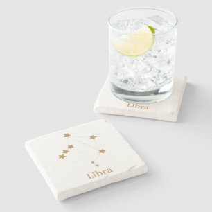 Dessous-de-verre En Pierre Symbole moderne Zodiac Gold Libra   Air de l'éléme