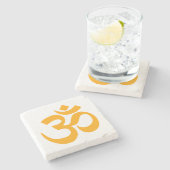 Dessous-de-verre En Pierre Symbole orange Om (Côté)