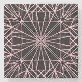 Dessous-de-verre En Pierre Symétrie géométrique rose et noir (Devant)