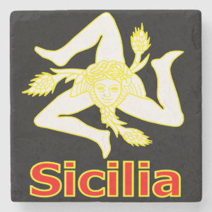 Dessous-de-verre En Pierre T-Shirt Sicilia avec symbole Trinacria
