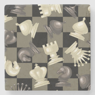 Dessous-de-verre En Pierre Tableau des pièces d'échecs en bas