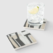 Dessous-de-verre En Pierre Tableau noir et blanc Abstrait (Côté)