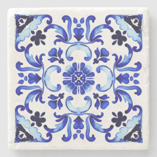 Dessous-de-verre En Pierre Talavera bleu tuiles Mexicaine douche nuptiale fav