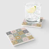 Dessous-de-verre En Pierre Talavera Indian : Patchwork, Ethnic Mosaic. (Côté)