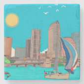 Dessous-de-verre En Pierre Tampa Skyline Floride USA (Devant)