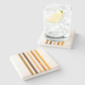 Dessous-de-verre En Pierre Tan Brown Orange Vertical Stripes Monogramme (Côté)