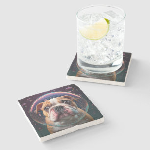 Dessous-de-verre En Pierre Tapis de marbre avec images de bouledogue carré