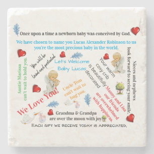 Dessous-de-verre En Pierre Tapis de pierre de marbre Baby Shower Baby Arrival