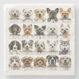 Dessous-de-verre En Pierre Tapis de verre aquarelle races de chiens amateur d