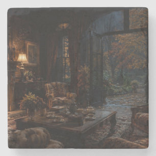 Dessous-de-verre En Pierre Tapisserie de cheminée d'automne Conservatoire