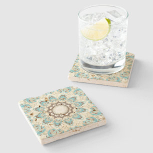 Dessous-de-verre En Pierre Tapisserie Mandala sur Dessous de Verre en Pierre