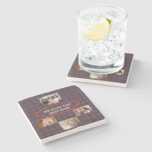 Dessous-de-verre En Pierre Tartan à carreaux Montrant à Maman de l'amour 4 Ph