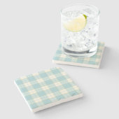 Dessous-de-verre En Pierre Tartan bleu clair (Côté)