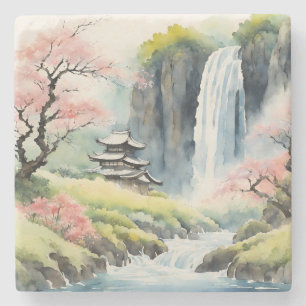 Dessous-de-verre En Pierre Tasse à eau Zen en aquarelle