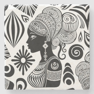 Dessous-de-verre En Pierre Tatouage Tribal Portrait de Fille Africaine