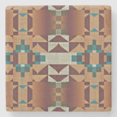 Dessous-de-verre En Pierre Taupe Beige Brown Turquoise Bleu Vert Tribal Art (Devant)