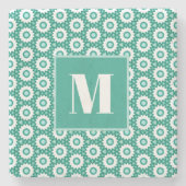 Dessous-de-verre En Pierre Teal and Turquoise Initial Stone Coaster (Devant)