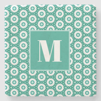 Dessous-de-verre En Pierre Teal and Turquoise Initial Stone Coaster