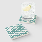 Dessous-de-verre En Pierre Teal and white diamond pattern (Côté)